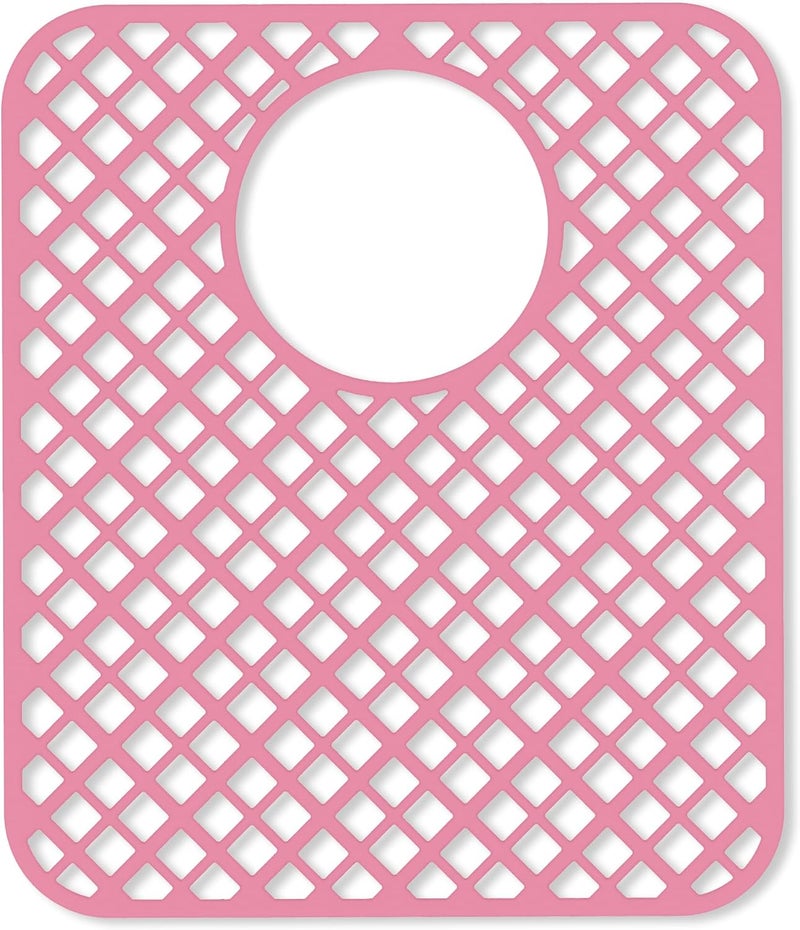 BEHOK Store 2 Pack Silicone Sink Protectors for Kitchen Sink, Lozenge Pattern 13 x 11 Inches Sink Mat, Non-Slip and Durable Sink Protector Silicone, Rear Drain, Pink - Image 1